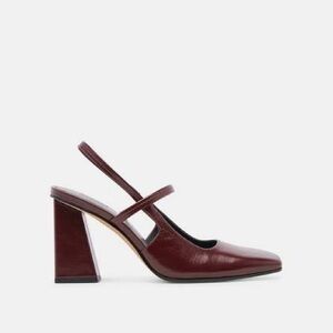 Dolce Vita SOYER HEELS BURGUNDY CRINKLE PATENT  Elegant Burgundy Slingback Heels